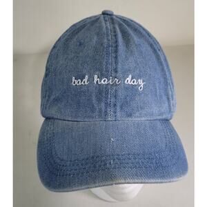 David and Young Bad Hair Day Hat Denim Blue Adjustable Hat Casual Baseball Cap